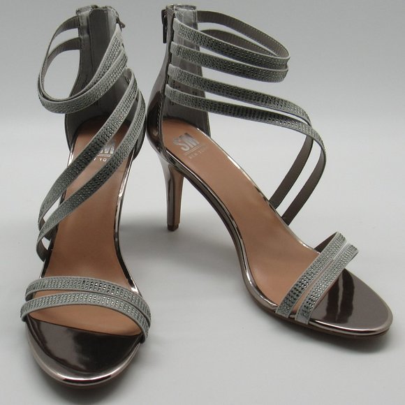 SM New York Shoes - SM New York Women's Gwenna Pewter Strappy Pump New